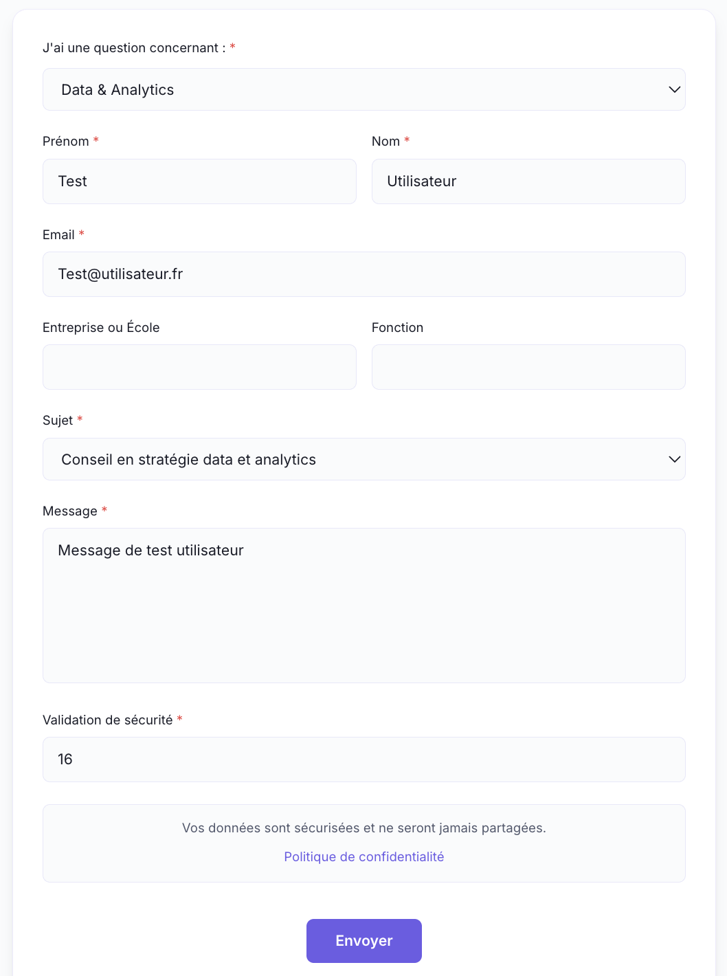 Formulaire → Brevo